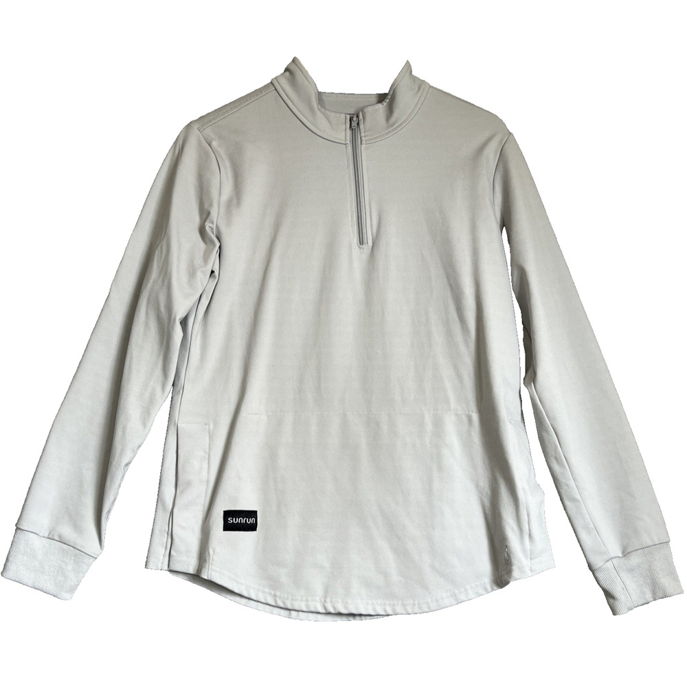 SunRun 1/4 Zip Shirt Women's Large Gray Magnetic Sides Kangaroo Pocket Active